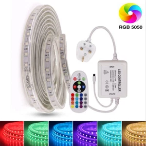 LED Strip 220V 240V 5050 SMD IP67 Waterproof Lights Rope RGB White Blue+UK Plug - Picture 1 of 17