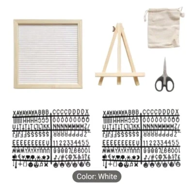 10x10 White Letter Board Display Black Letters Tripod Stand Indoor Wood Frame - Image 1 of 4