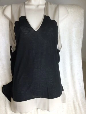 Top Wonderfful Helmut Lang Sin Mangas Beige/Negro Cuello en V Talla M Foto 1 de 4