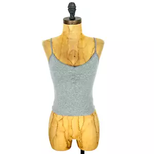 AMERICAN EAGLE Ribbed Stretch Cami S Sweetheart Neck Crop Top Gray NEW B29 - Picture 1 of 5