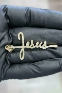 1 Ct Round Cut Simulated Diamond Customized Jesus Pendant 14K Yellow Gold Plated - Picture 1 of 4