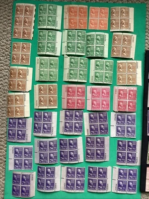 Large Lot 50 Prexy Plate Blocks 1/2c thru 21c Most N Mint, Never Hinged - Image 1 of 4