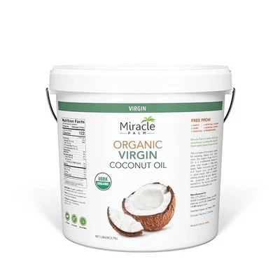Miracle Palm Virgin Coconut Oil,128 Fl Oz (Pack of 2), USDA Organic, Non-GMO