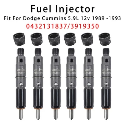 6Pc Fuel Injector For Dodge D250 D350 Cummins 89-93 5.9L12V 0432131837 3919350A6 - Image 1 of 4