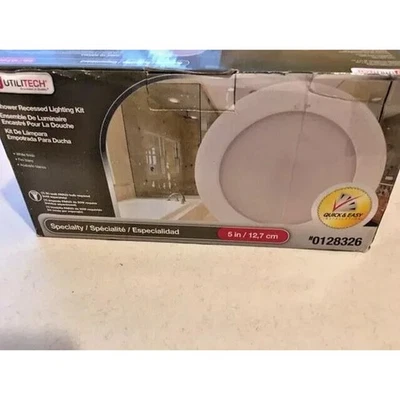 Utilitech Shower 5” Recessed Lighting Kit White Finish Frosted Glass #128326 NEW - Image 1 of 4