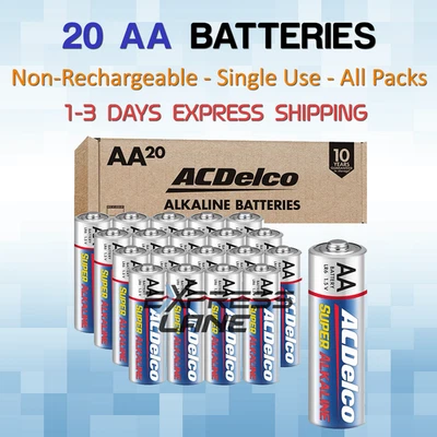 ACDelco 20 AA Double Batteries Super Alkaline Battery lot 1.5V Home Any device - Image 1 of 3