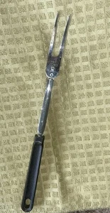 Ekco verchromte Fleischgabel mit 2 Zinken schwarzer Griff Made in USA - gebraucht - Bild 1 von 6