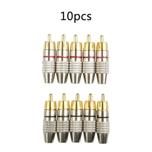 10pcs For RCA Male Audio Video Locking Cable Connector Gold Metal Pack - Picture 1 of 12