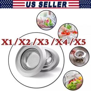 2× 4.5" Kitchen Sink Strainer Stopper Stainless Steel Drain Basket Waste Plug - Picture 1 of 12