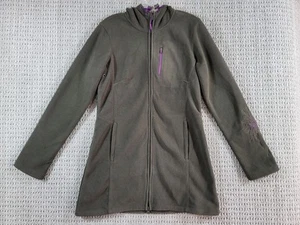 Athleta Womens Swara Fleece Jacket Floral Embroidered Long Hooded Sz Small - Picture 1 of 15