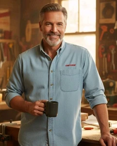 Vintage Craftsman Shirt X Large XL Mechanic Denim Long Sleeve Button Up Blue - Picture 1 of 11