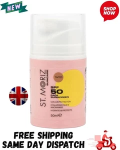 St. Moriz SPF 50 Tinted Face Sunscreen – UVA/UVB Protection, Lightweight 50ml-UK - Picture 1 of 8