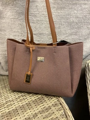 BESSIE STUNNING TICKET SAYS COFFEE SHOULDER BAG  XL CANVAS AND FAUX LEATHER  - Image 1 of 4