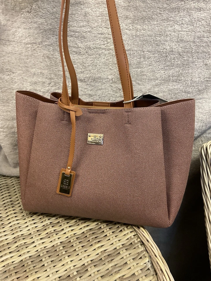 BESSIE STUNNING TICKET SAYS COFFEE SHOULDER BAG  XL CANVAS AND FAUX LEATHER  - Image 1 of 4