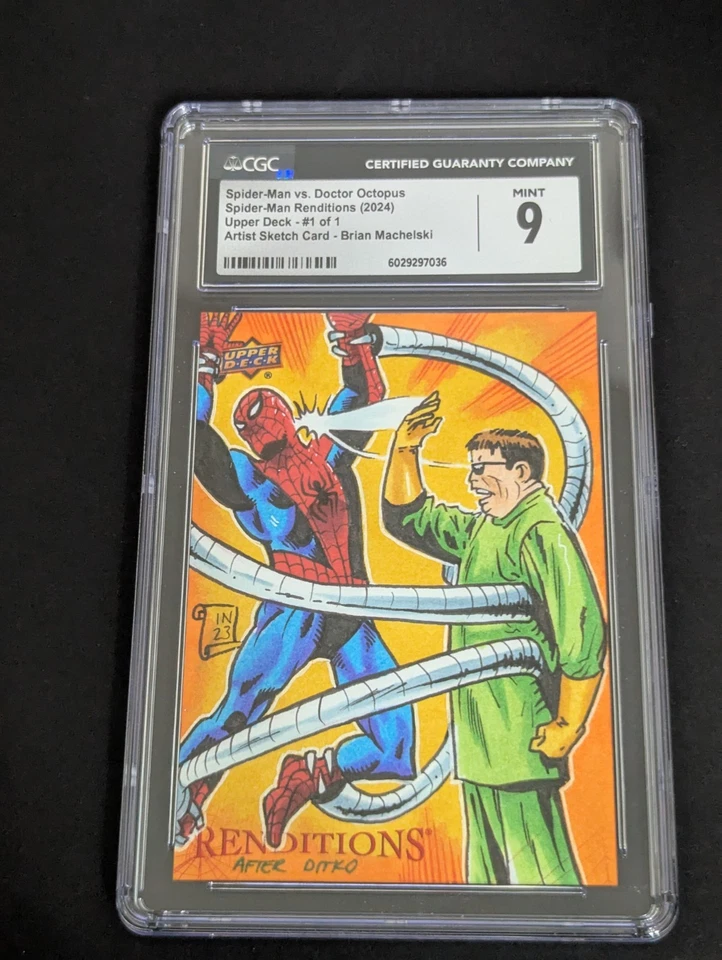 🔥🕷️MARVEL RENDITIONS SPIDER-MAN SKETCH 1/1 SPIDER-MAN VS DOCTOR OCTOPUS CGC 9 - Image 1 of 2
