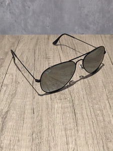Ray Ban Aviator Classic Black Grey Mirror Sunglasses RB3025 002/40 58-14 VGC - Picture 1 of 12