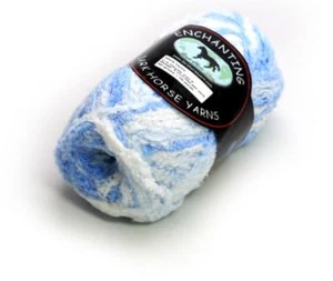 Dark Horse Yarns Enchanting #115 Blue White Super Soft Fuzzy Subtle Sparkle 50gr - Picture 1 of 4