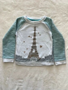 Girls sweater size 4/5 XS Cherokee brand with gold glitter Eiffel Tower - Picture 1 of 1