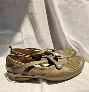 Crocs Celeste Mary Jane gekreuzte Riemen Schuhe Slipper braun Canvas Damen Größe 8 - Bild 1 von 10