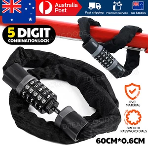 Heavy Duty Chain Lock Security 5-Digit Key password security Bike Bicycle - Picture 1 of 9