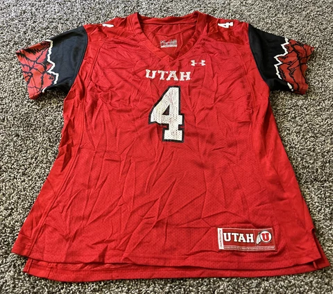Utah Utes Under Armour Practice Jersey Football YOUTH LARGE Loose Fit Red Used Cover
