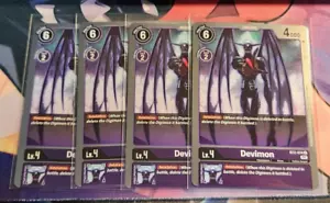 x4 Digimon Resurgence Booster DEVIMON BT2-074 Purple Uncommon Foil - Picture 1 of 1