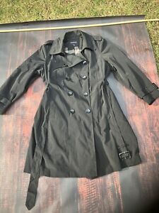 London Fog Womens Black Trench Coat Size 1X