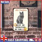 Blue Cat Iron Painting Vintage Metal Plate Tin Sign Plaque Wall Art Home Decor
