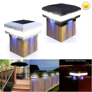 52 LED Outdoor Garden Solar Post Deck Cap Square Fence LED Lights Landscape Lamp - Picture 1 of 14