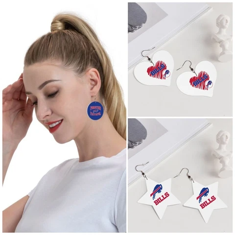 Forever Faithful Buffalo Bills Women's Lightweight Leather Earrings PVC Cover