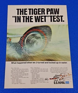 1967 U.S. ROYAL TIRES COMPANY ORIGINAL VINTAGE COLOR PRINT AD TIGER PAW UNIROYAL - Picture 1 of 1