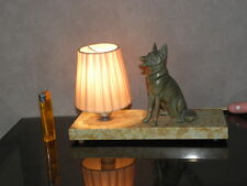 LAMP ART DECO table figurine desck vintage french marble light Licht dog retro 