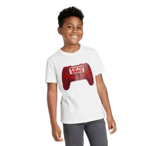 Boys' Short Sleeve ‘Heart of the Game’ Print T-Shirt White Cat & Jack M (8/10) - Picture 1 of 3