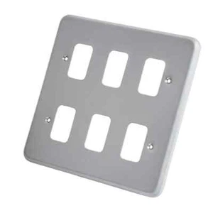 MK 6 Gang Metall verkleidet Gitter Modul Frontplatte K3496ALM - Bild 1 von 1