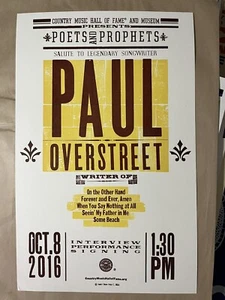 2019.05.25 Hatch Show Print CMHOF Poetas y Profetas Paul Overstreet Compositor - Imagen 1 de 1