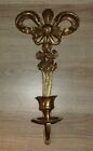 Vintage Solid Brass Wall Sconce Ribbon Bow Candle Holder 10 1/2"