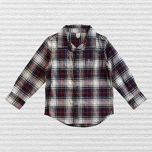 New Gap Boys Classic Flannel Shirt Blue Red Plaid Button-Up Long Sleeve Size 4 - Picture 1 of 11