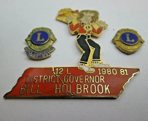 3 Lions Intl. Pins - Zonenvorsitzender 1982-83 - kleine L - Bezirksgouverneur 1980-81 - Bild 1 von 6