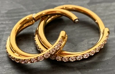 Anillo de segmento con bisagras gema circonita cúbica aro cruzado entrecruzado 16 g acero quirúrgico hélice de tabique 1 pieza  Foto 1 de 4