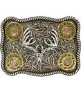 Nocona Western Mens Belt Buckle Shotgun Shell Buck Silver 37526