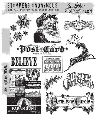 Stampers Anonymous Tim Holtz Mounted Rubber Stamps Mini Holiday CMS066 - Image 1 of 4