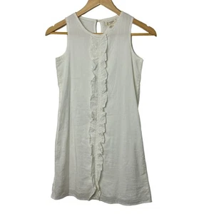 Lands End Sleeveless White Lined Shift Dress Girl's Size 8 100% Cotton - Picture 1 of 5