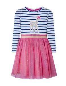 Niñas 100% Algodón Fiesta Princesa Brillo Tul Vestido Elegante Edad 7 - Imagen 1 de 3
