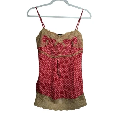 Top Express Mujer XS Babydoll Seda Y2K Camisola Hada Encaje Delicado Rosa Rojo E7 Foto 1 de 4