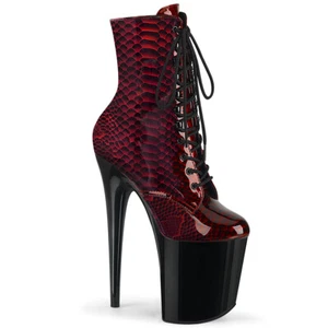 PLEASER FLAMINGO-1020SP 8" Heel Sexy Red Snake Print Women Platform Ankle Boot - Picture 1 of 6