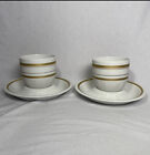 Set of 2 NIKKO 100th Anniversary Porcelain Tea Cups & Saucers Japan White Gold
