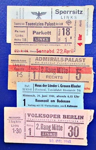 5 x Third Reich Opera & Theater tickets 1944 - Rothschild - Judaica - Picture 1 of 6