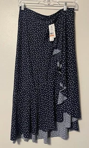 Tommy Bahama Navy Blue Polka Dot Swim Cover Up Flounce Skirt Small UPF 50 NWT - Picture 1 of 9