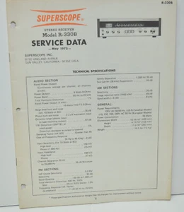 Original Superscope Stereo Receiver Model R-330B Service Data 1975 - Bild 1 von 1