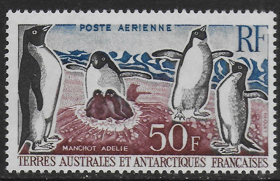 French Antarctics stamps 1956 YV Airmail 5 MNH VF Penguins - Image 1 of 1